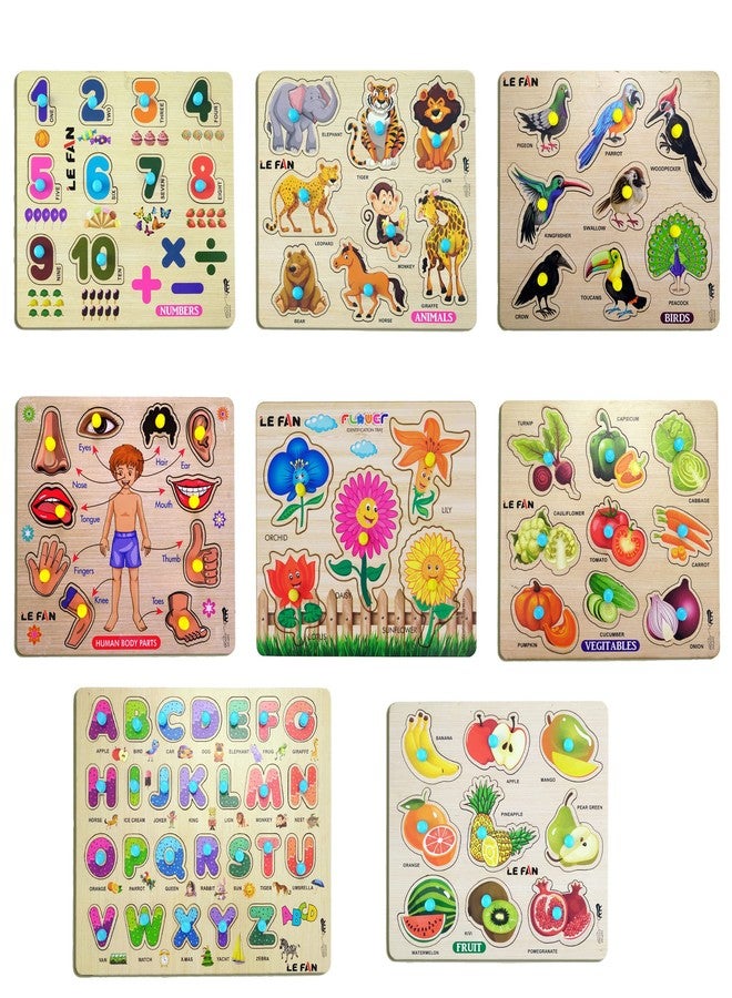 Lefan® Kids Fort Pre Nursery Educational Jigsaw Puzzles for Adults Kids Learning Toys Kit Board Game 8 pcs Set of Number Animal Bird Alphabet Fruit Vehicle Educational Toy - Image 1